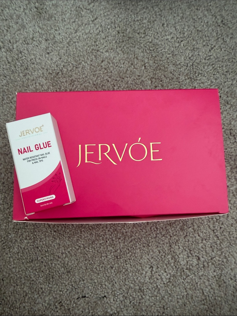 Jervóe Pink BRUSH ON Nail Glue Kit- 1 bottle each